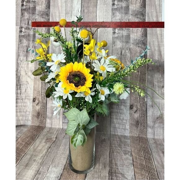 Sunflower Daisy Eucalyptus Floral Arrangement Baby Wedding Birthday Family Reuni - Picture 9 of 15